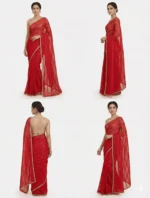 Red Organza Saree - Image 2